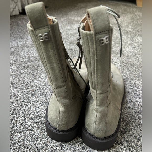 SAM EDELMAN LEX sage green suede leather combat boots size 8 - Picture 8 of 15